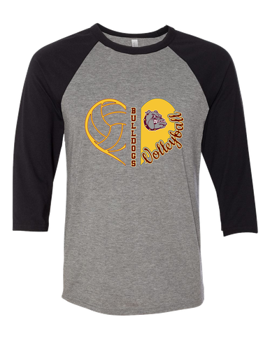 Winslow Bulldogs Heart Volleyball Women's Baseball T-Shirt