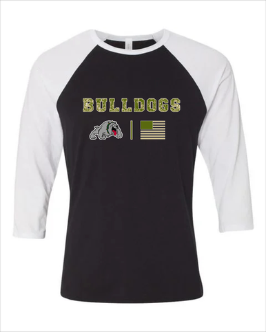 Whitefish Bulldogs Camo Flag Women's Baseball T-Shirt