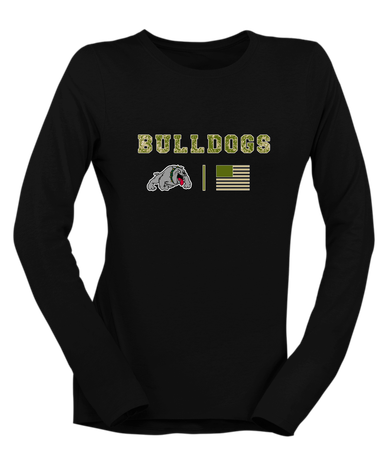Whitefish Bulldogs Camo Flag Women's Premium LS T-Shirt
