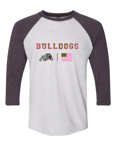 Whitefish Bulldogs Pink Camo Flag Women's Baseball T-Shirt