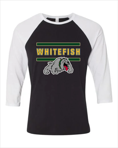 Whitefish Bulldogs Mascot #4 Women's Baseball T-Shirt