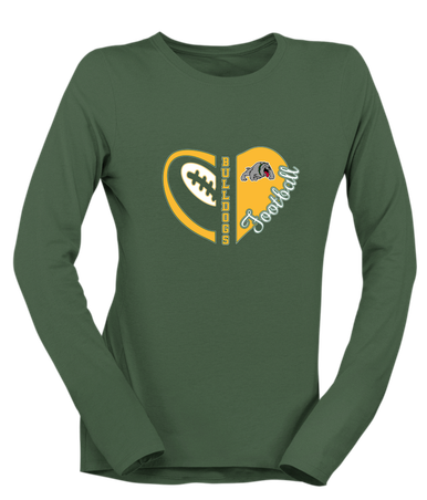 Whitefish Bulldogs Heart Football Women's Premium LS T-Shirt