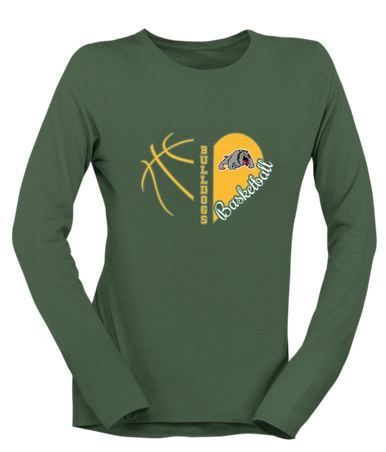 Whitefish Bulldogs Heart Basketball Women's Premium LS T-Shirt