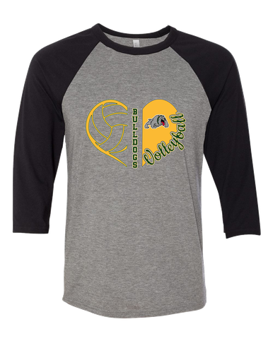 Whitefish Bulldogs Heart Volleyball Women's Baseball T-Shirt