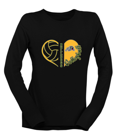 Whitefish Bulldogs Heart Volleyball Women's LS T-Shirt