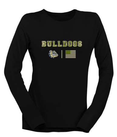Decatur Bulldogs Camo Flag Women's LS T-Shirt