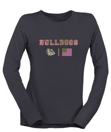 Decatur Bulldogs Pink Camo Flag Women's LS T-Shirt