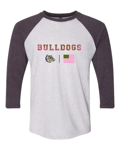 Decatur Bulldogs Pink Camo Flag Women's Baseball T-Shirt