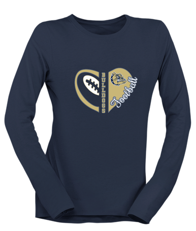 Decatur Bulldogs Heart Football Women's LS T-Shirt