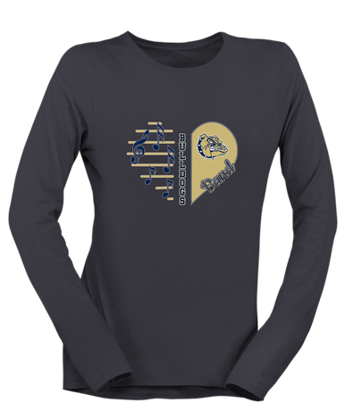 Decatur Bulldogs Heart Band Women's LS T-Shirt