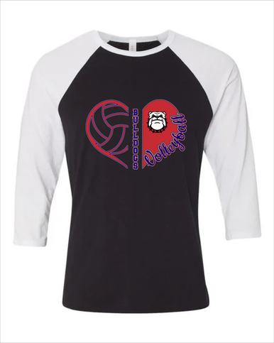 Richmond Bulldogs Heart Volleyball Women's Baseball T-Shirt