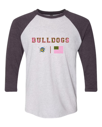 Kingman Bulldogs Pink Camo Flag Women's Baseball T-Shirt
