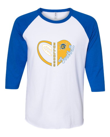 Kingman Bulldogs Heart Football Women's Baseball T-Shirt
