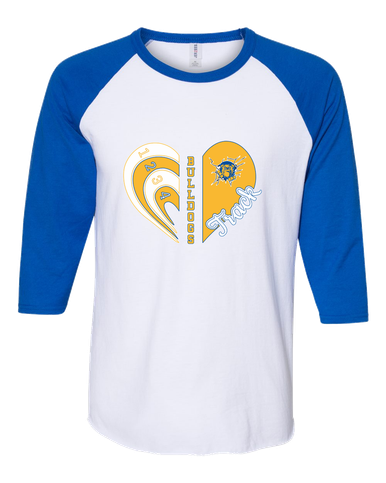 Kingman Bulldogs Heart Track Women's Baseball T-Shirt