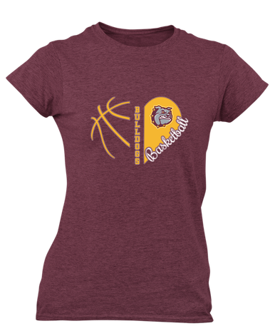 St. Cloud Bulldogs Heart Basketball Women's SS T-Shirt