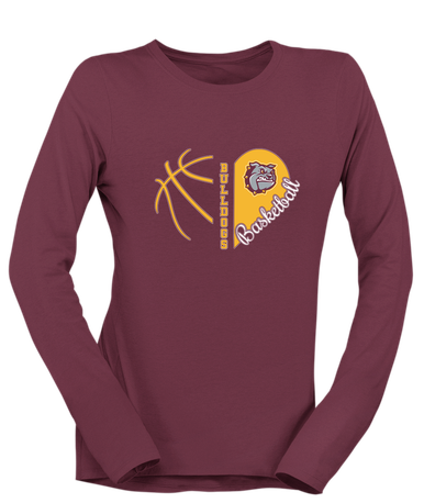 St. Cloud Bulldogs Heart Basketball Women's LS T-Shirt