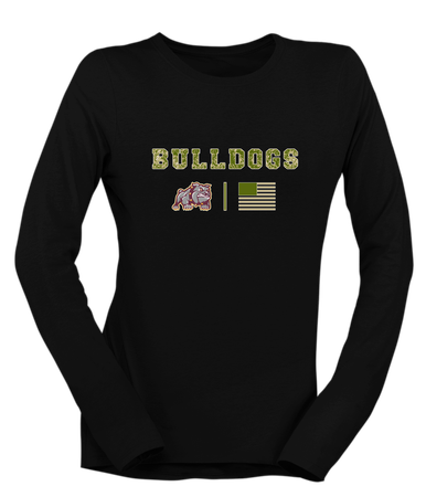 St. Cloud Bulldogs Mascot Camo Flag Women's Premium LS T-Shirt