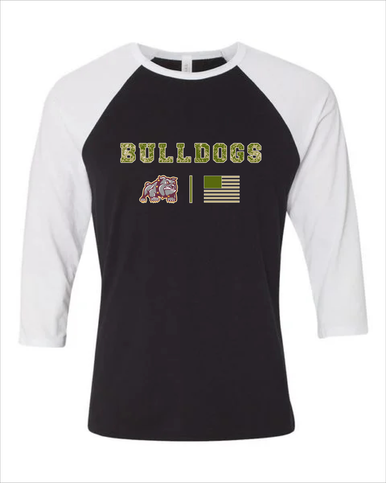 St. Cloud Bulldogs Mascot Camo Flag Women's Baseball T-Shirt