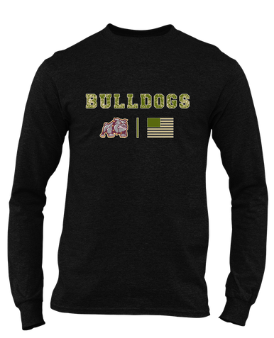 St. Cloud Bulldogs Mascot Camo Flag Men's Premium LS T-Shirt