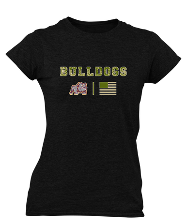 St. Cloud Bulldogs Mascot Camo Flag Women's Premium SS T-Shirt