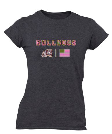 St. Cloud Bulldogs Mascot Pink Camo Flag Women's Premium SS T-Shirt