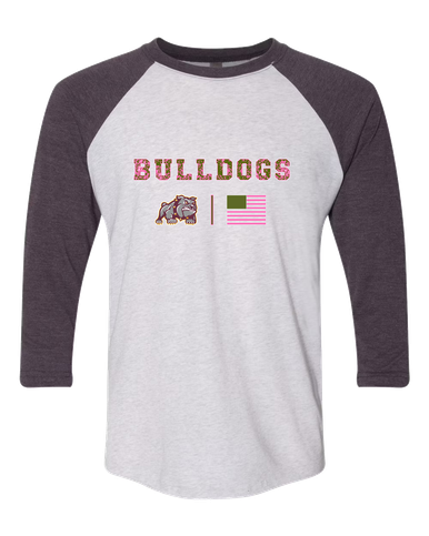 St. Cloud Bulldogs Mascot Pink Camo Flag Women's Baseball T-Shirt