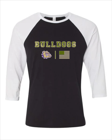 Queen Creek Bulldogs Camo Flag Men's Baseball T-Shirt
