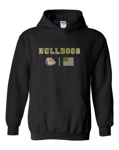 Queen Creek Bulldogs Camo Flag Men's Hoodie