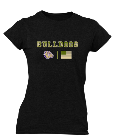 Queen Creek Bulldogs Camo Flag Women's Premium SS T-Shirt