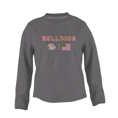 Queen Creek Bulldogs Pink Camo Flag Women's Sweatshirt