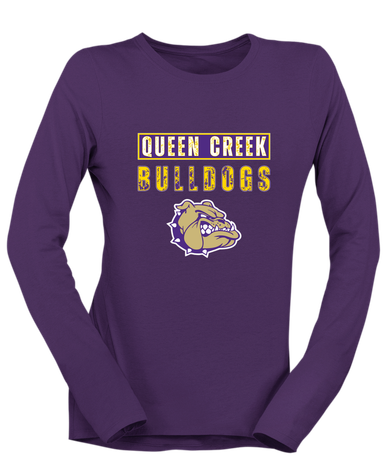 Queen Creek Bulldogs Mascot #9 Women's LS T-Shirt