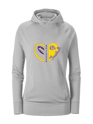 Queen Creek Bulldogs Heart Football Women's Hoodie
