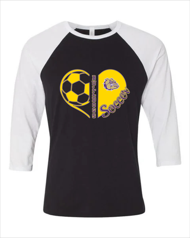 Queen Creek Bulldogs Heart Soccer Women's Baseball T-Shirt