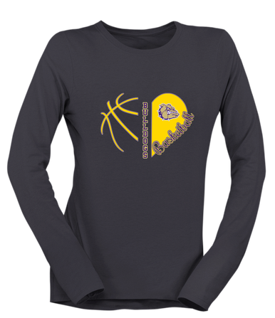 Queen Creek Bulldogs Heart Basketball Women's Premium LS T-Shirt