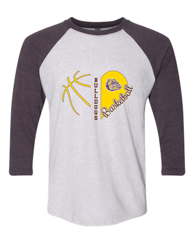 Queen Creek Bulldogs Heart Basketball Women's Baseball T-Shirt