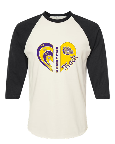 Queen Creek Bulldogs Heart Track Women's Baseball T-Shirt