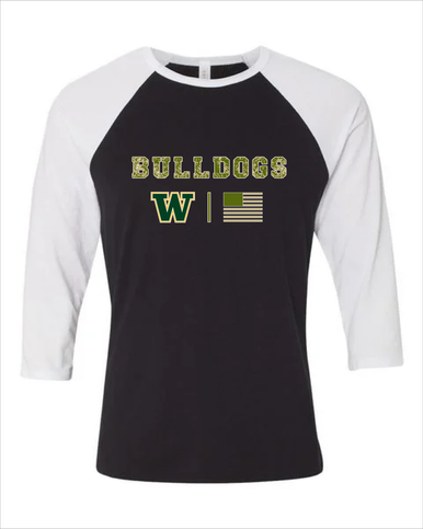 Whitefish Bulldogs Camo Flag Men's Baseball T-Shirt