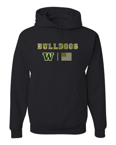 Whitefish Bulldogs Camo Flag Men's Premium Hoodie