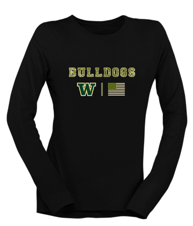 Whitefish Bulldogs Camo Flag Women's Premium LS T-Shirt