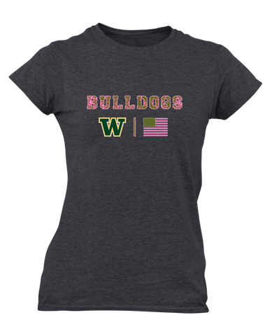 Whitefish Bulldogs Pink Camo Flag Women's SS T-Shirt