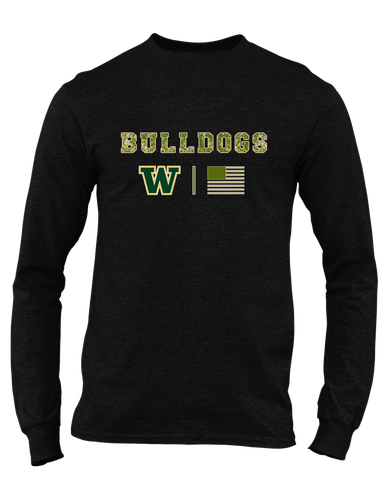Whitefish Bulldogs Camo Flag Men's LS T-Shirt