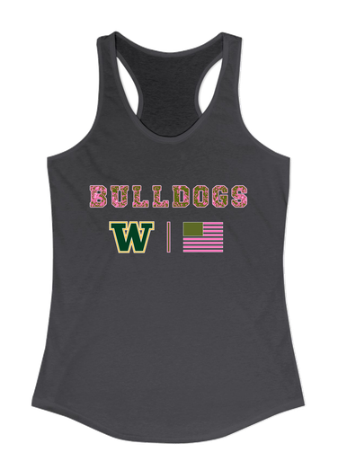 Whitefish Bulldogs Pink Camo Flag Women's Tank Top
