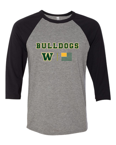 Whitefish Bulldogs Team Colors Flag Women's Baseball T-Shirt