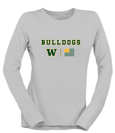 Whitefish Bulldogs Team Colors Flag Women's LS T-Shirt