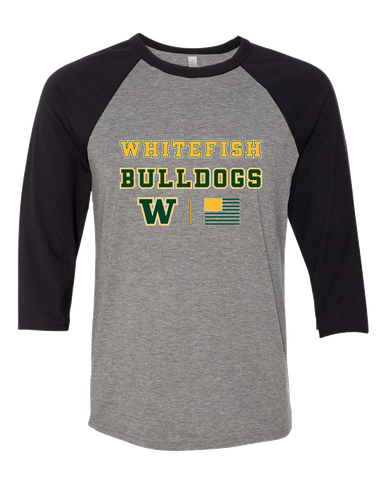 Whitefish Bulldogs Spirit Flag Men's Baseball T-Shirt