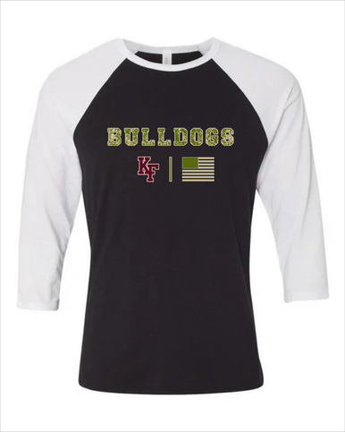 King's Fork Bulldogs KF Camo Flag Women's Baseball T-Shirt