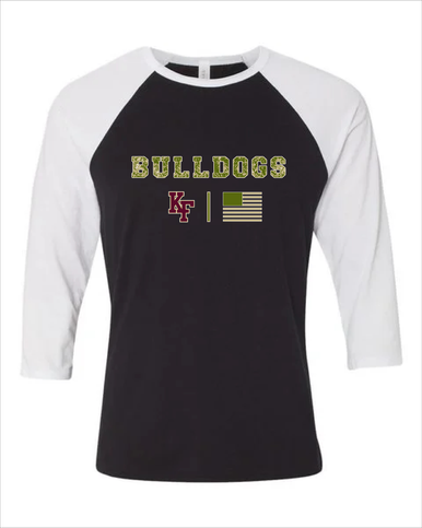 King's Fork Bulldogs KF Camo Flag Men's Baseball T-Shirt