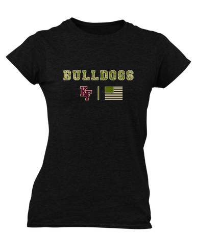 King's Fork Bulldogs KF Camo Flag Women's SS T-Shirt