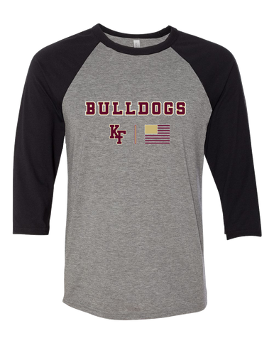 King's Fork Bulldogs KF Team Colors Flag Women's Baseball T-Shirt