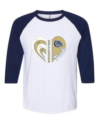 West Albany Bulldogs Heart Track Women's Baseball T-Shirt